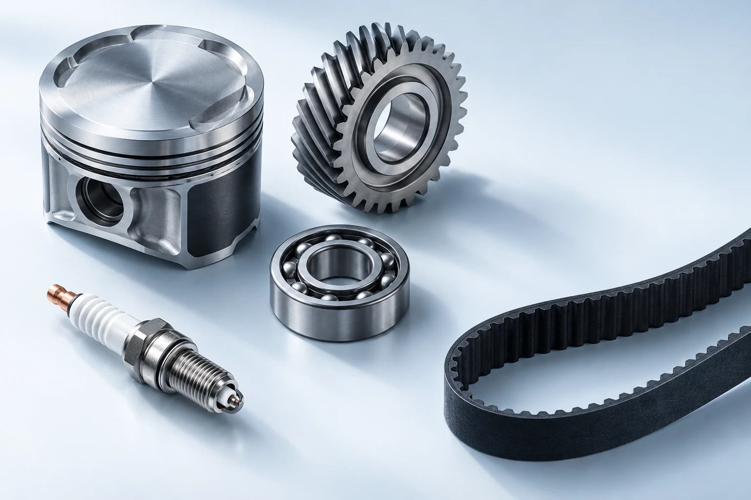 Illustrative close view of precisely machined automotive components